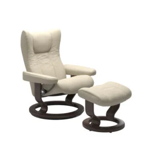 Stressless Wing-lepotuoli Classic-jalalla, Batick Cream -nahkaverhoilu