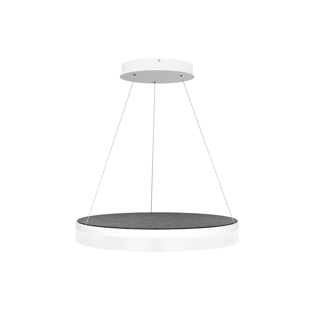 Valaisin Grönlund Acoustic Circulo -akustiikkavalaisin. Tummanharmaa akustiikkahuopa, halkaisija 60 cm.