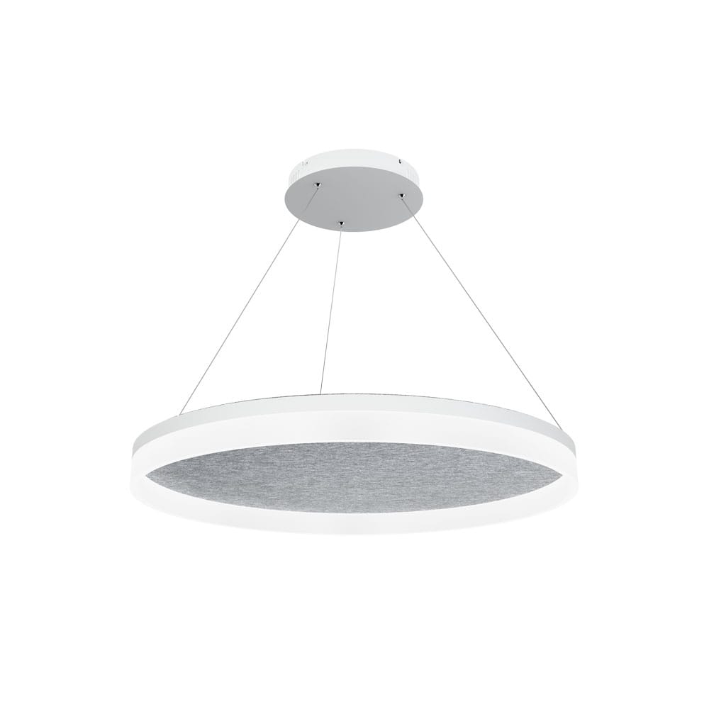 Valaisin Grönlund Acoustic Circulo -akustiikkavalaisin. Vaaleanharmaa akustiikkahuopa, halkaisija 80 cm.