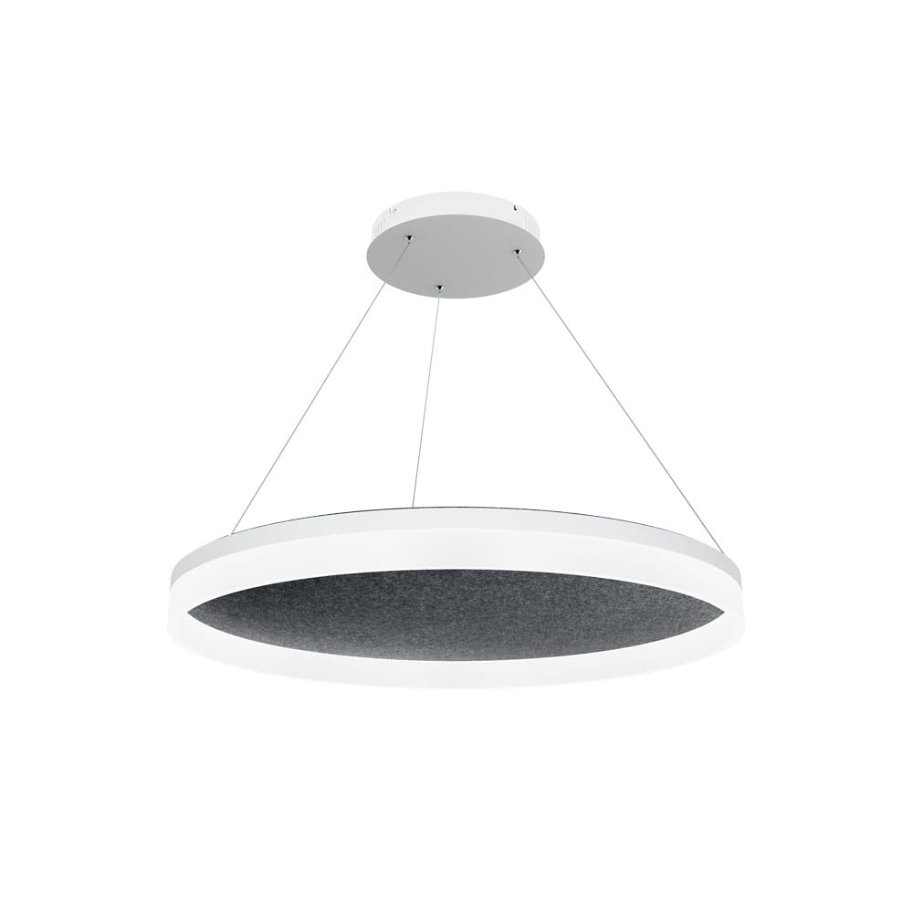 Valaisin Grönlund Acoustic Circulo -akustiikkavalaisin. Tummanharmaa akustiikkahuopa, halkaisija 80 cm.