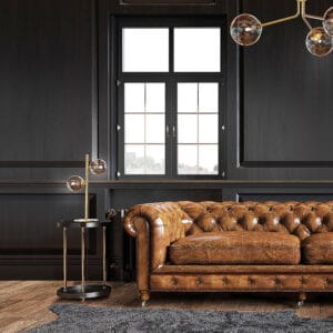 Glasgow-pöytävalaisin, messinki-shampanja. Miljöökuva.