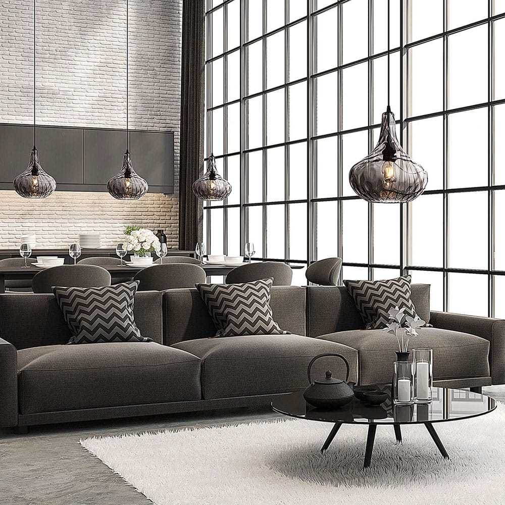 Valaisin Grönlund Meukow-riippuvalaisin, savulasi. Miljöökuva.