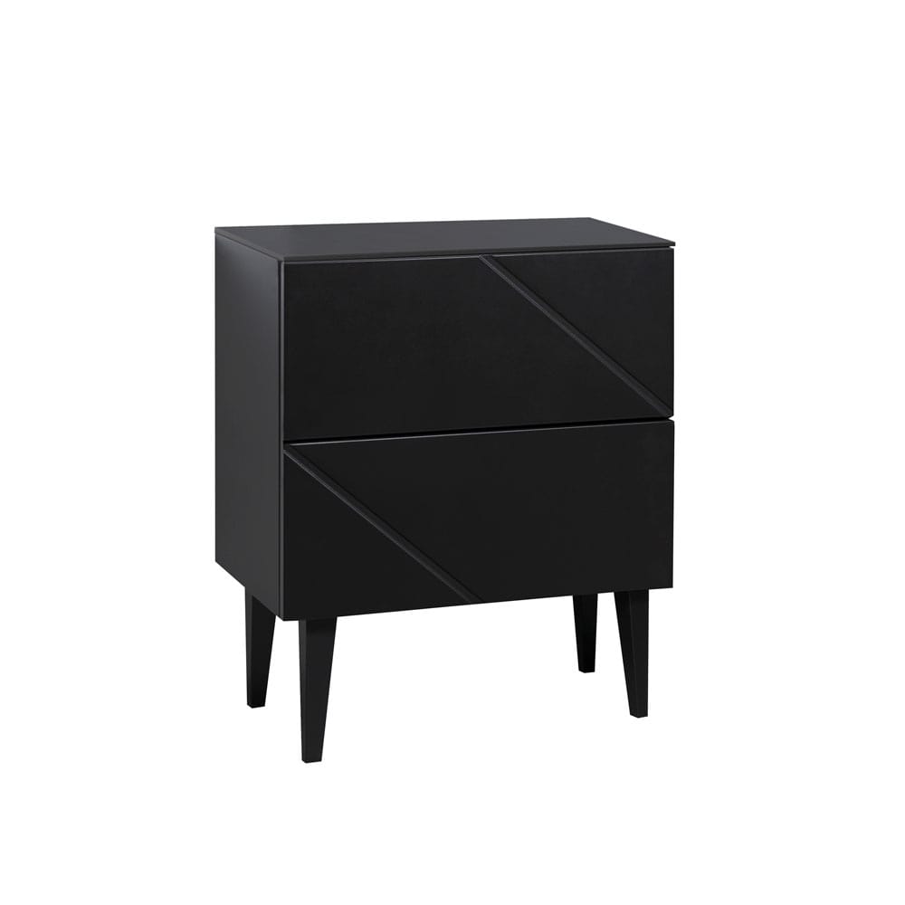 Hiipakka Vilja V7.2 -yöpöytä, musta. Kaksi vetolaatikkoa.