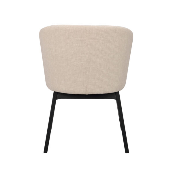 Rowico Windham-käsinojatuoli, vaalea beige kangasverhoilu, mustat jalat