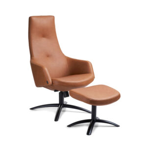 Conform Joy High -mekanismituoli ja rahi, konjakki nahka, musta alumiinijalka