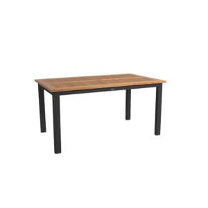 Brafab Lyon-puutarhapöytä 152 cm, tiikkikansi ja mustan väriset metallijalat