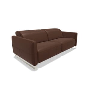 Natuzzi Italia Sophy-mekanismisohva, ruskea nahkaverhoilu ja kromijalat, 2-istuttava
