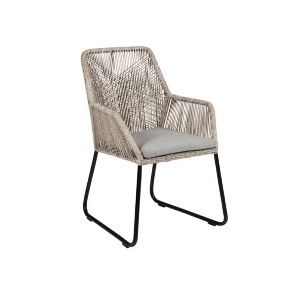 Brafab beige Midway-tuoli, vaalea polyrottinki, mustat metallijalat