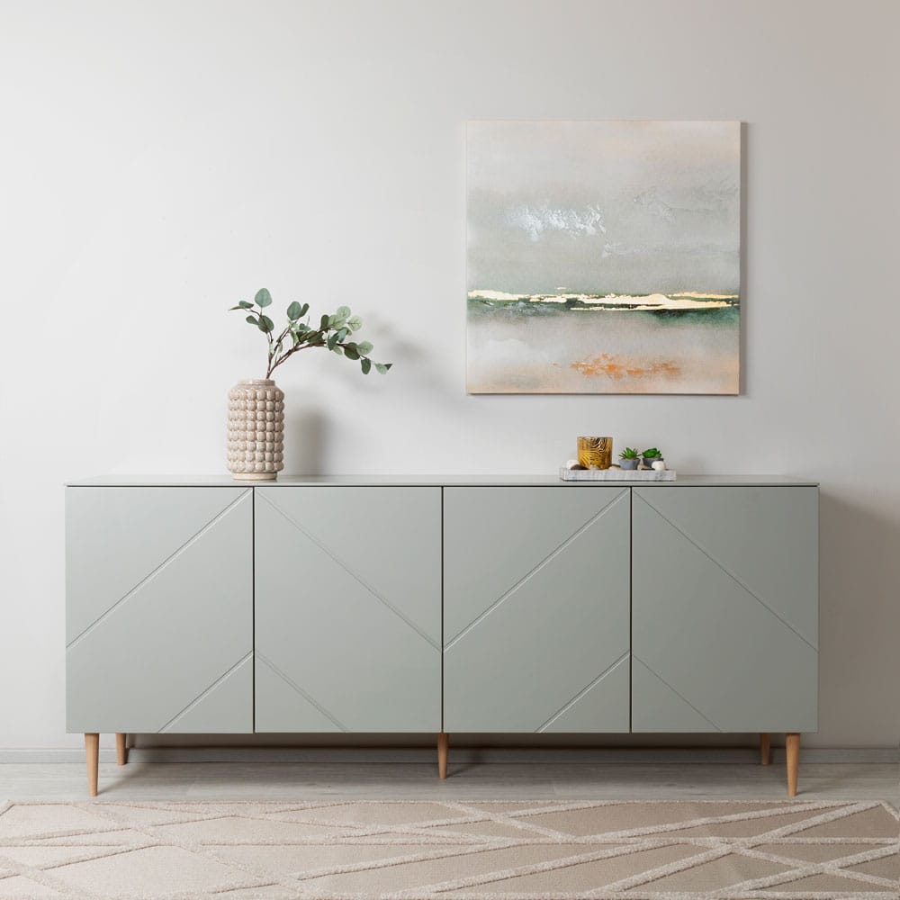 Hiipakka Vilja-senkki, oliivin vihreä, tammijalat, miljöökuva.