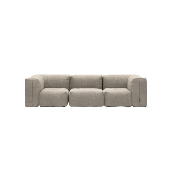 SACKit Soft Sofa, 3-istuttava ulkosohva, jossa on hiekanvärinen kangasverhoilu