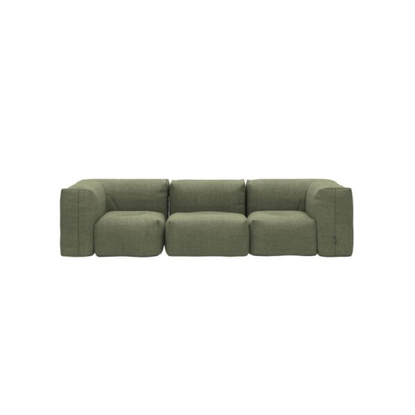 SACKit Soft Sofa, 3-istuttava ulkosohva, jossa on vihreä (olive) kangasverhoilu