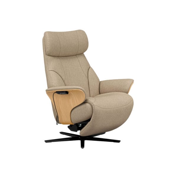 Stressless Adam-mekanismituoli kiinteällä jalkatuella, beige kangasverhoilu.