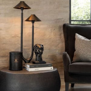 Artwood Fiora-sohvapöytä, musta metalli, pyöreä 90 cm. Miljöökuva