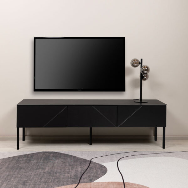 Hiipakka Vilja-tv-taso 150 x 40 cm, matala malli, musta