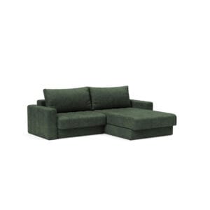 Akello-divaanivuodesohva käsinojilla. Vihreä Avella Pine Green 281 -kangasverhoilu.