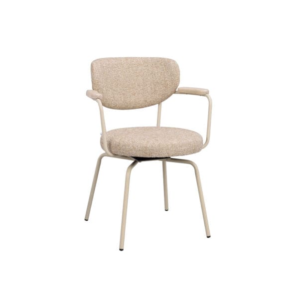 Rowico Merrick-käsinojatuoli kääntyvällä jalalla, beige runko ja beige verhoilu