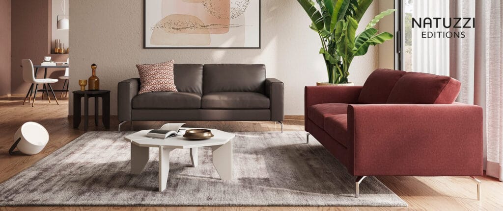 Artikkelikuva | Natuzzi Editions Sollievo-sohva kangasverhoilulla, miljöökuva