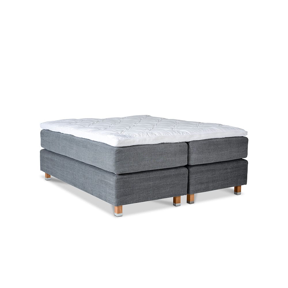 Dorbien Nature-jenkkisänky, harmaa kangasverhoilu, tammijalat