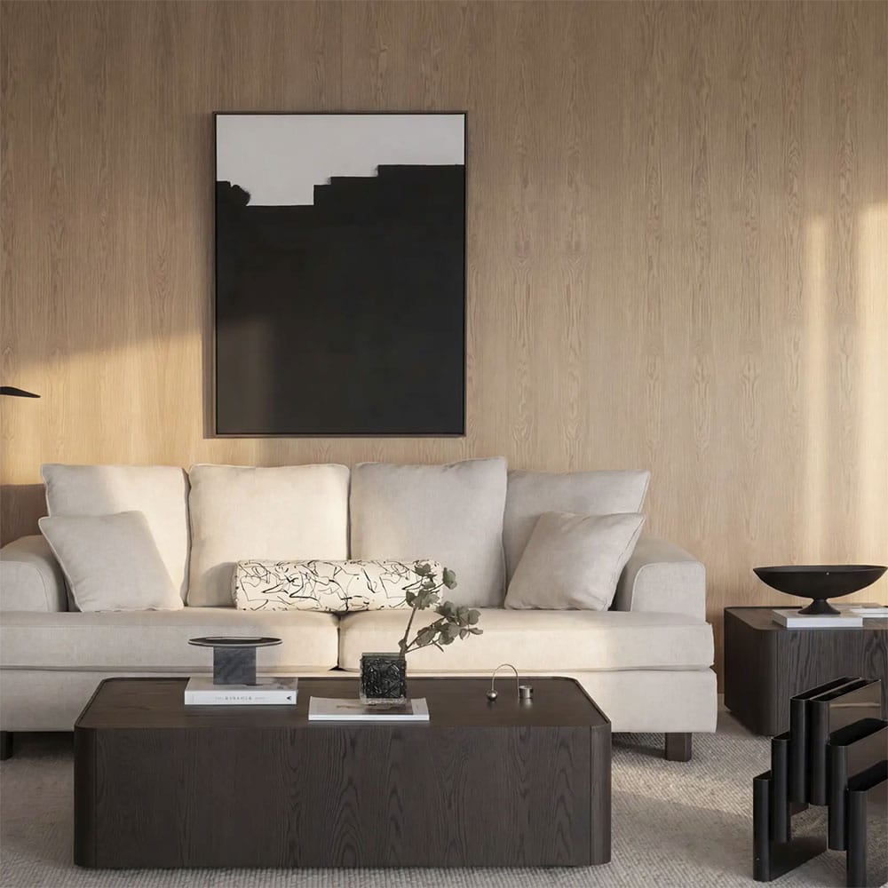 Rowico Home Hartsville-sohva, miljöökuvassa Seabrook-sohvapöytien kanssa