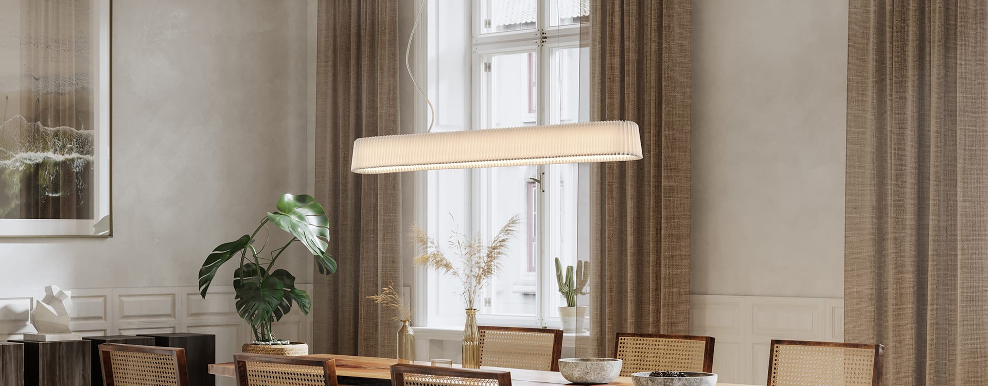 Artikkelikuva | Le Klint 189 Long Pleat -riippuvalaisin, miljöökuva